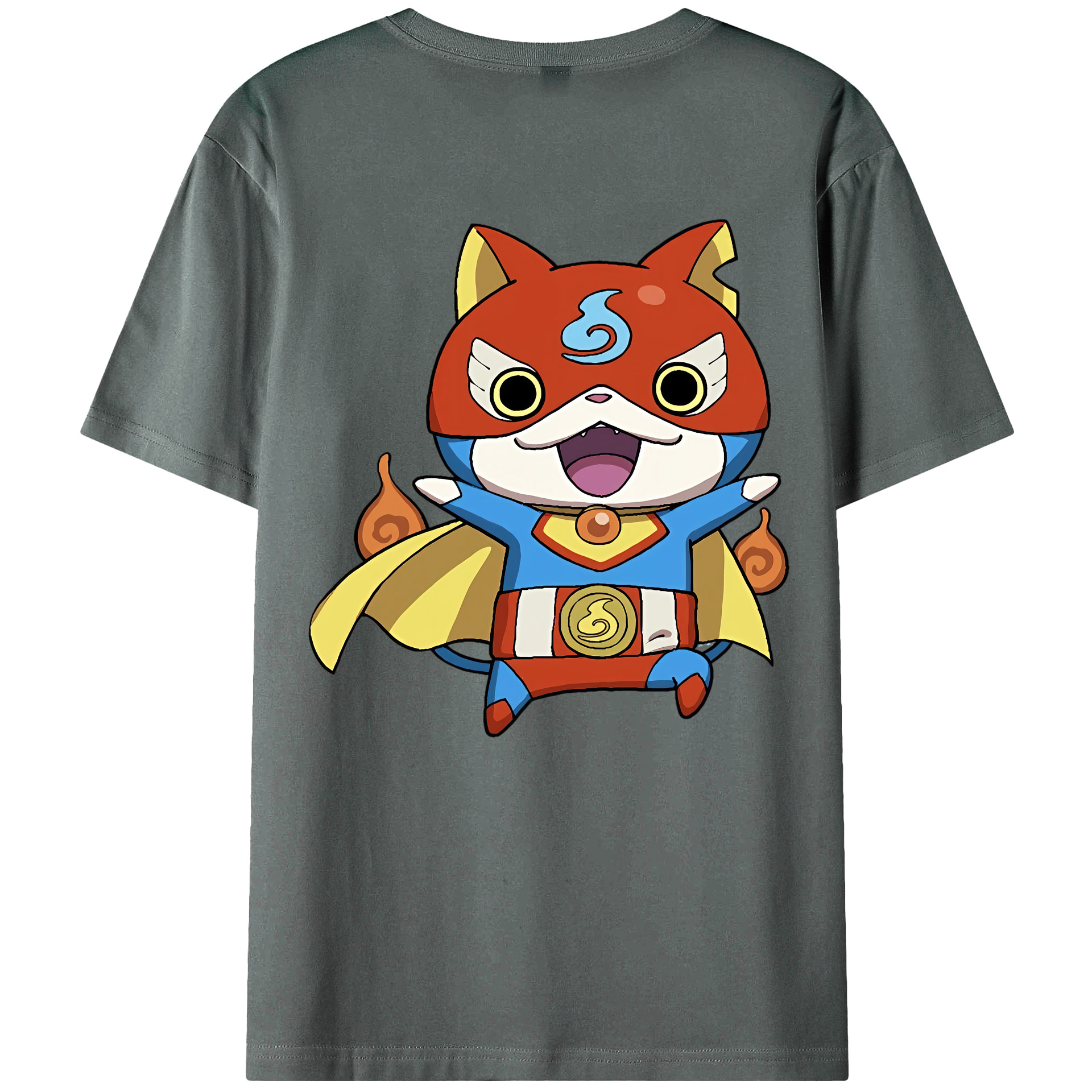 （画像用） 妖怪ウォッチ Yo-kai Watch 綿100％ メンズ半袖Tシャツ（バックプリント） 通気性